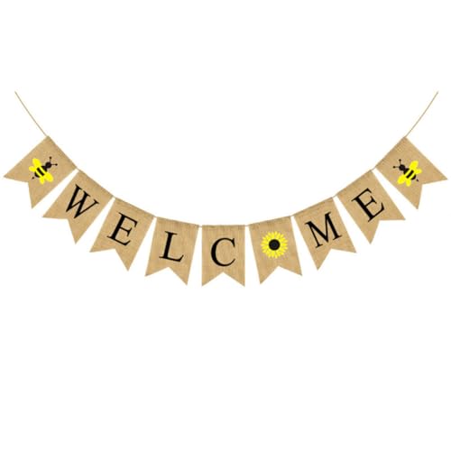 Mipcase 2 Sätze Wimpelkette mit Schwalbenschwanz flaggen aus Leinen Sonnenblumen design Party deko für Geburtstag Hochzeit Junggesellinnenabschied Wiederverwendbare Girlande für Innen
