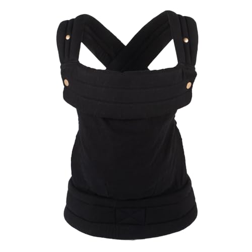 Image of Cotton Baby Carrier for Newborns to Toddlers | Cozy Wrap Carrier with Lumbar Support | Soft Black Fabric, 7-35lbs Adjustable Fit