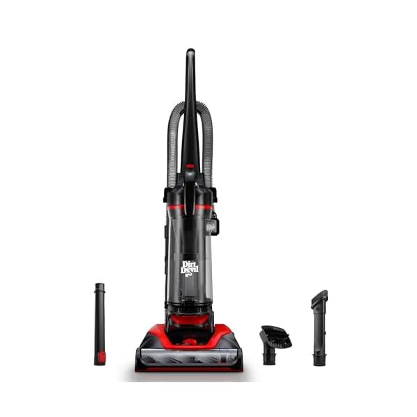 Dirt Devil Multi-Surface Extended Reach+ Bagless Upright Vacuum Cleaner Machine, for Carpet and Hard Floor, Height Adjustment, Powerful Suction with Versatile Tools, Lightweight, UD76300V, Red