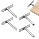4 soportes flotantes resistentes para estantes ocultos para pared, soportes en T ocultos para estantes de madera, decoración montada en la pared (4 piezas)