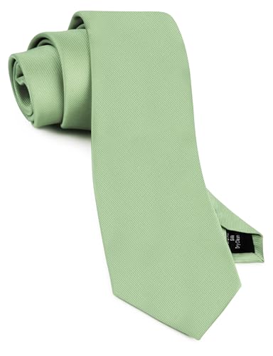 GUSLESON Sage Green Tie for Men Classic Wedding Ties Silk Solid 8cm Business Necktie (0791-34)