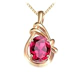RDSGYZ Collar para mujer de oro rosa 750 585 375, cadena de 45 cm, colgante de gota con turmalina roja de 1,2 ct, Metal, Turmalina