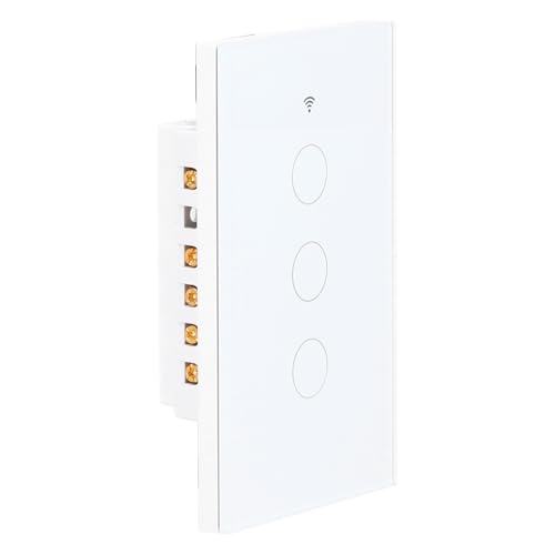 Interruptor de pared Aramox de vidrio templado blanco y PC ignífugo seguro 5