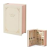 Cecijelry Travel Jewelry Organizer Book Design, PU Leather Jewelry Storage for Dresser Drawers, Jewelry Gift Box Tray for Girls Women(White)