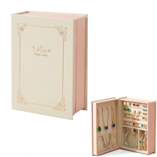 Cecijelry Travel Jewelry Organizer Book Design, PU Leather Jewelry Storage