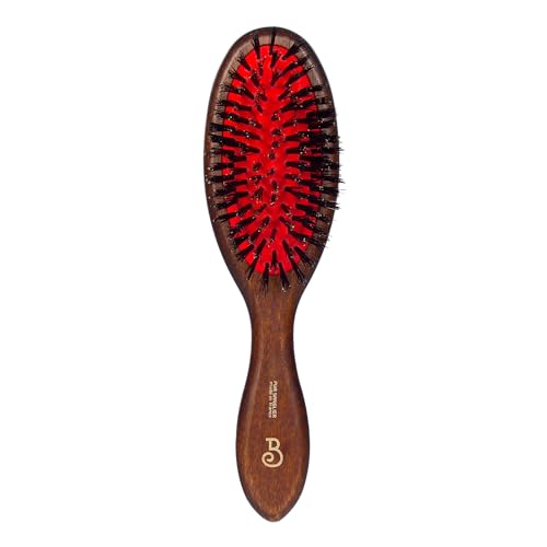 L'Artisan Brossier - Brosse à Cheveux Pneumatique en Hêtre Massif - Brosse Traditionnelle Format Moyen, 100% Naturelle, Pur Poils de Sanglier - Fabrication Française Noir Ébène