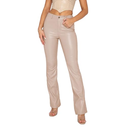 cffvdiz Faux Leather Pants for Women High Waisted Straight Leg
