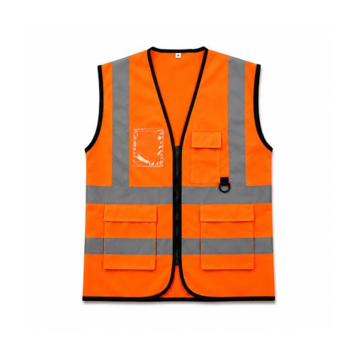 Image of Orange Hi Vis Construction Vest High Visibility Reflective PPE Hi Vis Safety Vest for Men Women Cycling Construction Security Workwear Orange Vest