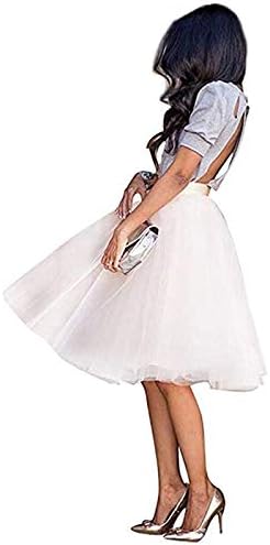 WEISIPU Plus Size Women’s 6 Layer Short A Line Elastic Waistband Tutu Tulle Prom Princess Midi Dance Skirt