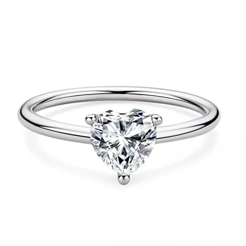 Bague en argent Moissanite 1 Carat pour femme en forme de cœur
