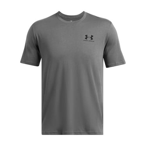 Under Armour herr sportstil vänster bröst, supermjuk t-shirt för män för träning och fitness, snabbtorkande t-shirt för män med grafik