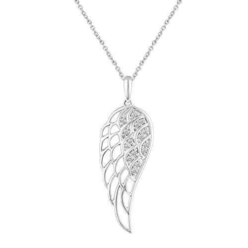 Collier Gardien Ange en Argent - Pendentif Ailes D'ange en Forme de Plume pour Femme avec Boîte Cadeau
