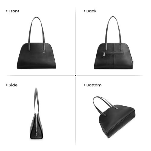 Image of befen Genuine Leather Tote Bag for Women Work Travel Leather Purse Handbags | Real Leather, Padded 14 inch Laptop Compartment, Multi-Pockets, Zipper, Tote Bag for Daily