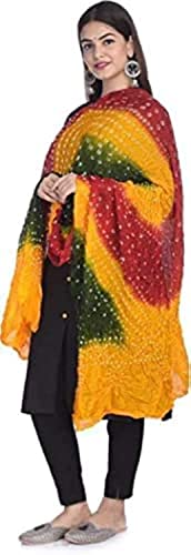 Image of PK HUB Women's Jaipuri Rajasthani Art Silk Bandhej Bandhani Dupatta
