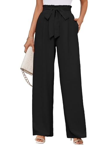 KORSIS Women's Wide Leg Lounge Pants Lightweight High Waisted Loose Work Elastic Casual Outfits Trousers with Pockets (S-2XL)