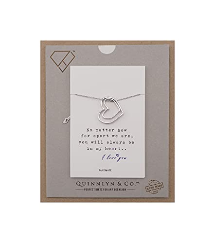 QUINNLYN & CO. Inscribed 2 Heart-Shaped Pendants Necklace for Women, Meaningful and Emotional Jewelry Gifts with Inspirational Card - Handmade