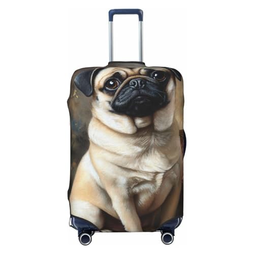 Vintage Pug Dog Elastic Travel Luggage Covers Dustproof Scratch-Resistant Suitcase Protector Fit 22-24 Inch