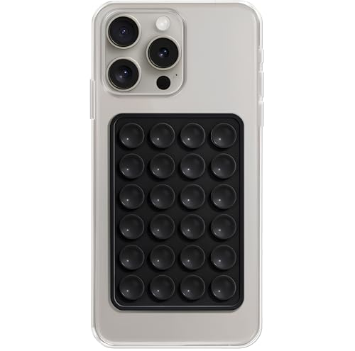 Image of SKYSIA Suction Phone Case,Sticky Mount Pad, Silicone Suction Phone Case for Hands-Free Mobile Accessory Holder Grip, Video Phone Accessory Compatible with Mirror, Shower - (Pack of 3) (BLK+BLK+BLK)