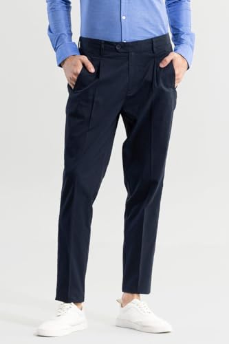 Image of SNITCH Men Trousers | Slim Fit Ankle Length | Smooth Cotton Fabric | Formal