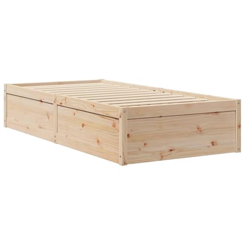 Massivholzbett ohne Matratze 75x190 cm Holz Bett Massivholzbett Bed Frame Bettgestell Bett Holz Kiefernholz - 846846 – Bild 5
