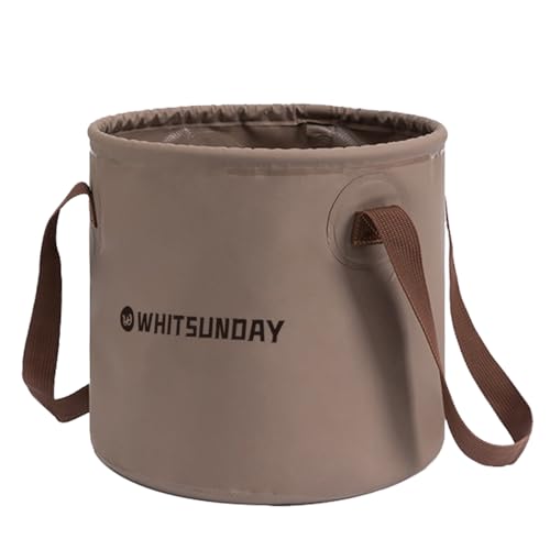 Whitsunday 7 Gallon Collapsible Bucket, Water Container Portable for Fishing Camping Car Washing Hiking Brown