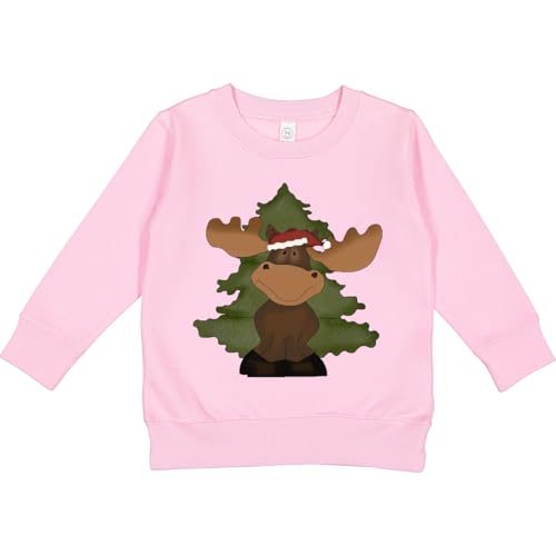 inktastic Christmas Moose Tree Toddler Sweatshirt 3T Pink 3f85