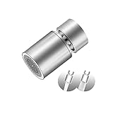 QEIHITYO FM22 Wasserhahn Luftsprudler,Beide Wasser Strömungsmuster Wassersparer Wasserhahn, Dreht Sich um 360 Grad Wasserhahn Filter(Mit 5 wasserhahn adapter), Silber