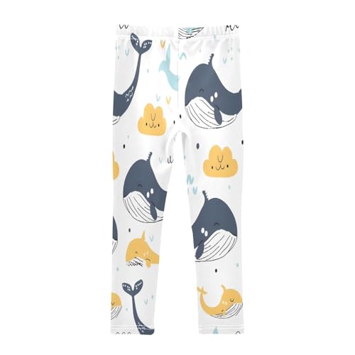 Bolaz Toddler Girls Leggings Printed Yoga Pants Leggings Whale White Background for Kids2