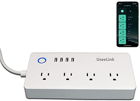 Smart Power Strip, WiFi Surge Protector Compatible with Alexa & Google Home, Smart Plug with 4 USB Ports & 4 AC Outlets, Voice and Remote Control & Timer Schedule, 5ft Extension Cord
