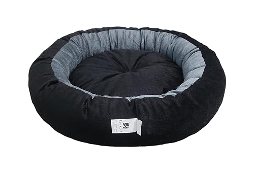 Image of Medium Size Dog Bed for Medium Size Dogs, Puppies, Kitten and cat Bed Velvet Fabric Dual Color Grey-Black Anti Skid Bottom Washable Export Quality Pet Bed