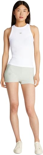 Calvin Klein Damen Tank Top Woven Label Rib Slim Fit, Weiß (Brilliant White), XXXL – Ansicht 4