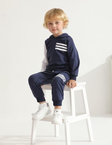 Image of Toddler Boy Clothes Long Sleeve Hoodie Sweatsuits Tops and Pants 2Pcs Boys Fall Winter Outfits Set