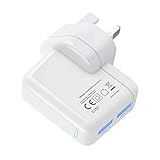  Prise de chargeur secteur double USB 3,1 A compatible avec iPhone/iPad/Samsung/Laxy/Note/HTC/haut-parleurs/Power bank/MP3/tous les téléphones, iPad, tablettes et appareils multimédia USB (blanc)