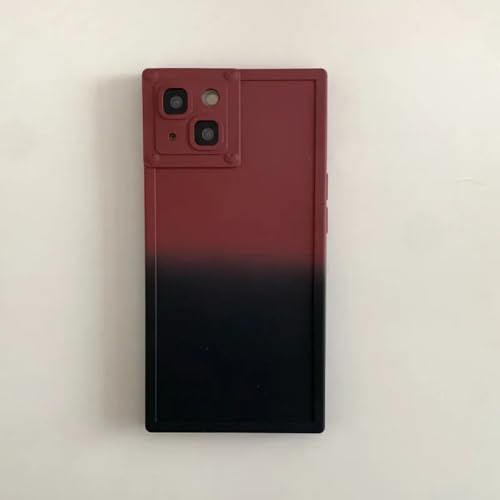 Coque antichoc pour iPhone 12 et 14 au design carré dégradé rouge noir