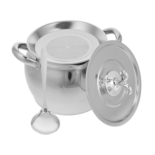 STOBAZA Bote de manteca contenedor de aceite usado cocina soporte de grasa lata de almacenamiento de aceite para freír contenedor de grasa para cocinar Acero inoxidable Plata