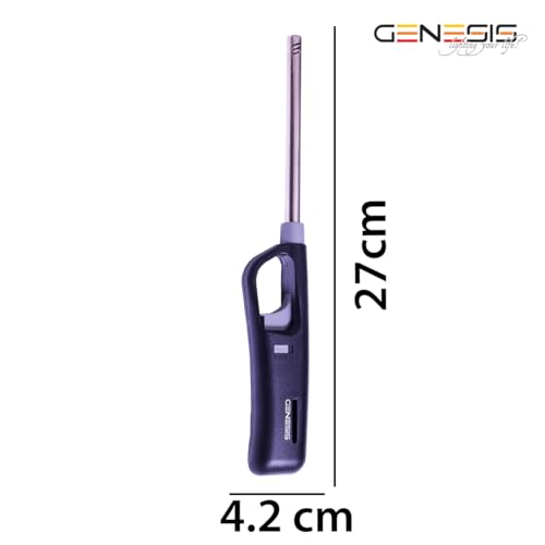 Image of Genesis Refillable Windproof Gas Flame Lighter Long Reach Utility Lighters for Kitchen, Stove, BBQ, Candles, Camping Indoor Outdoor Use, Refillable Gas Safety Lighter (Orange, Blue) (Pack of 2)