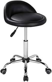 Yaheetech Height Adjustable Rolling Swivel Salon Stool Chair Hydraulic Ergonomic with Backrest Wheels for Tattoo Massage Facial Spa Manicure Dentist Clinic,Black
