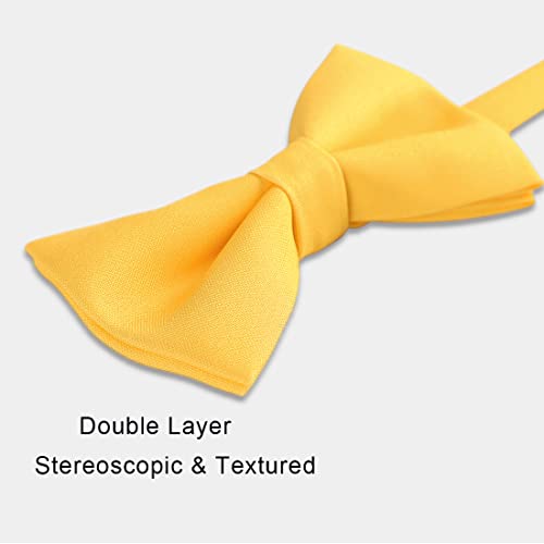 Kajeer Classic Pre-Tied Mens Bow Ties Formal Adjustable Solid Tuxedo Bowtie For For Adults & Children(Yellow, S - (0-5 Years,Babies,Toddles)) #TOP3