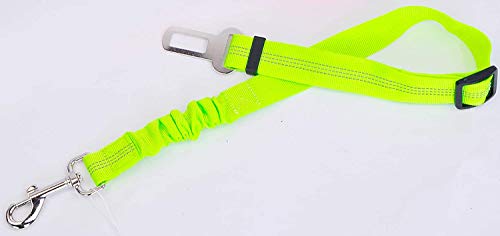 Petpopo Dog Seat Belt, 29.35in Adjustable Nylon Harness, Rotating Stainless Steel Buckle, Fluorescent Green
