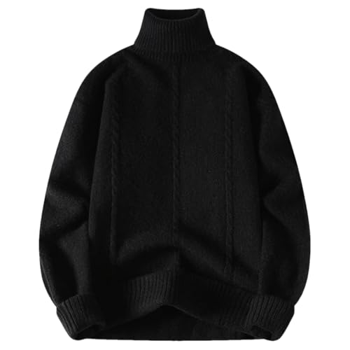 Turtleneck Sweaters for Men Vintage Grandpa Sweater Knit Oversized Jumper Christmas Sweater