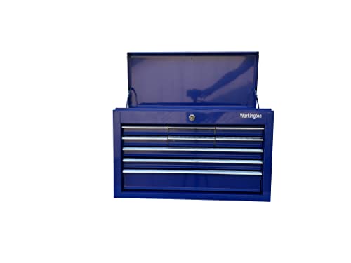Workington Portable Metal Tool Chest With 9 Drawers, 24" 9-Drawer Tool Chest Cabinet With Ball Bearing Drawer Slides, Steel Tool Storage Box Organizer 4006 Blue #TOP2