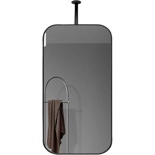 Miroir de plafond rectangulaire cadre métal noir barre réglable miroir maquillage