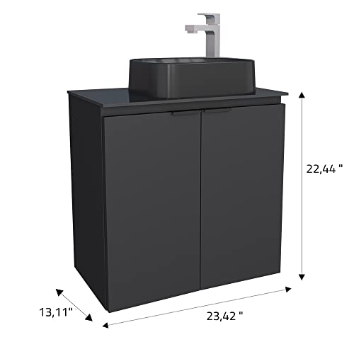 Cozimax Vanity Umbu 24", Floating Bathroom Steel Vanity And Cultured Marble Sink #TOP5