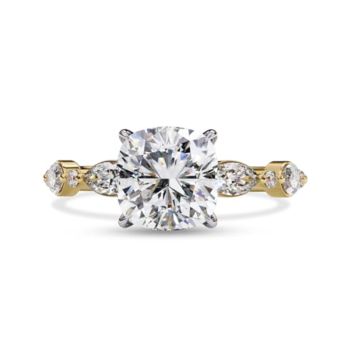 Solitaire Engagement Ring for Women |Center 8mm Cushion Cut Lab Created Moissanite Promise Ring in 10K / 14K Solid Gold or 925 Sterling Silver Jewelry Gift for Her2