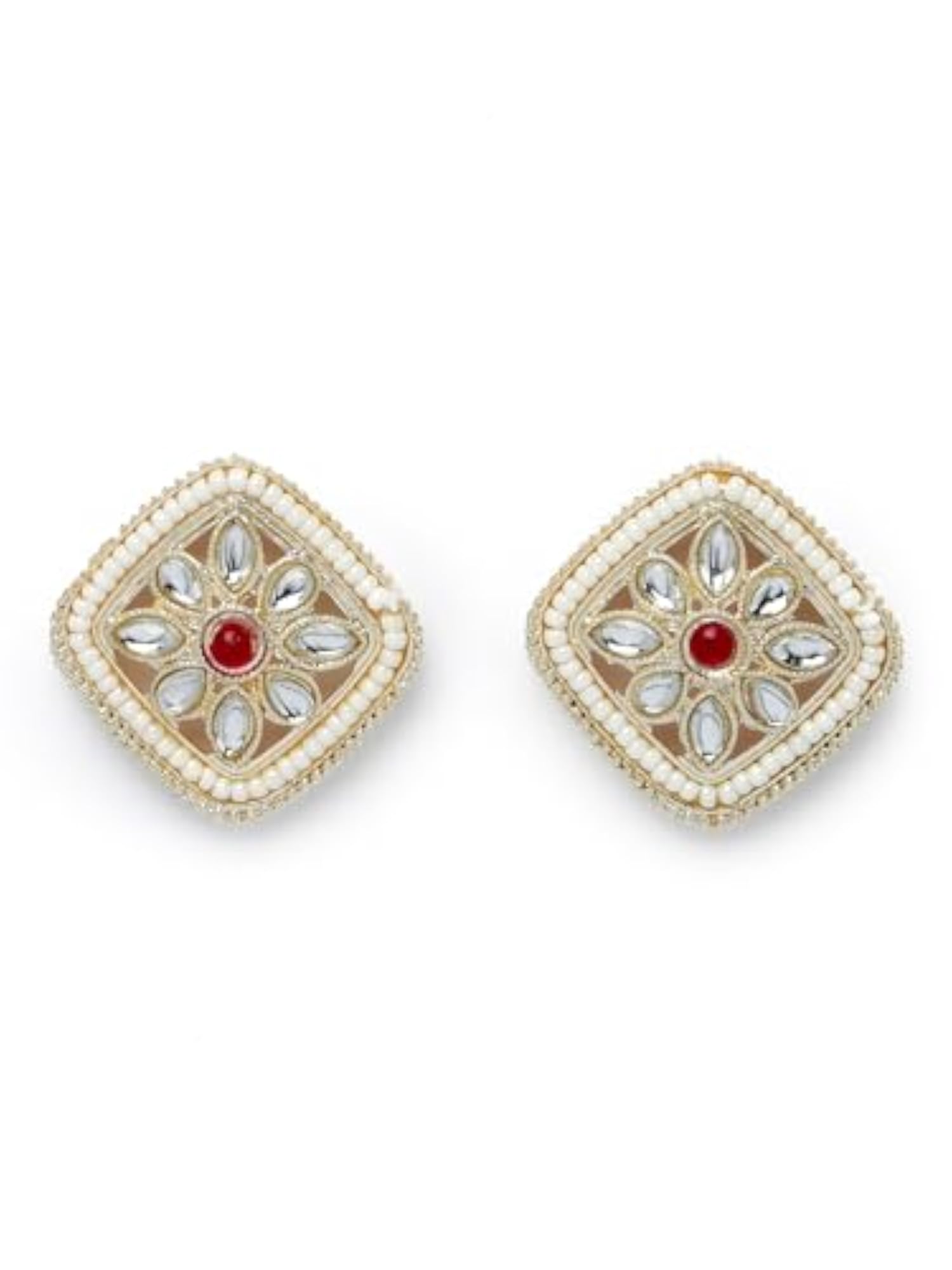 Kundan Studded Collar Necklace Set + Earrings