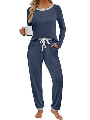 LILLUSORY Womens Fall Pajamas 2 Piece Lounge Sets Cotton Two Piece Casual Pjs Set Sleep Loungewear Winter Outfits 2025 - Main Image