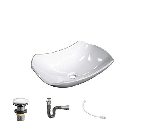 Kit Cuba L42 C/Válvula Click 1''G + Sifão Cromado + Flexível, Compace, Branca