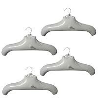 NewFerU Plastic Non Slip Foldable Drying Inflatable Cloth Clothes Coat Hanger Rack Hook White Travel and Space Saving Organizer Storage Holder Set Pack Unit for Cars,Closet,Laundry Room,Office (4)
