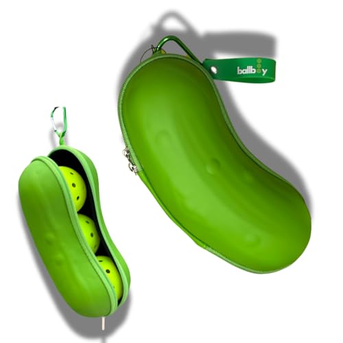 Pickleball Ball Holder Clips to Fence or Bag Holds 3 Balls Zipper Pocket for Accessories Lightweight Court Organizer (OG Green)