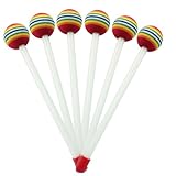 Dijedev 6 Pieces Lollipop Felt Drum Stick, 8.3 inch Timpani Mallets, Soft Foam Head Percussion Sticks, Rainbow...